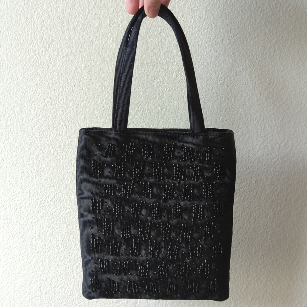 Liz Claiborne Y2K Vintage Lightweight Dainty Beaded Mini Square Handbag Black